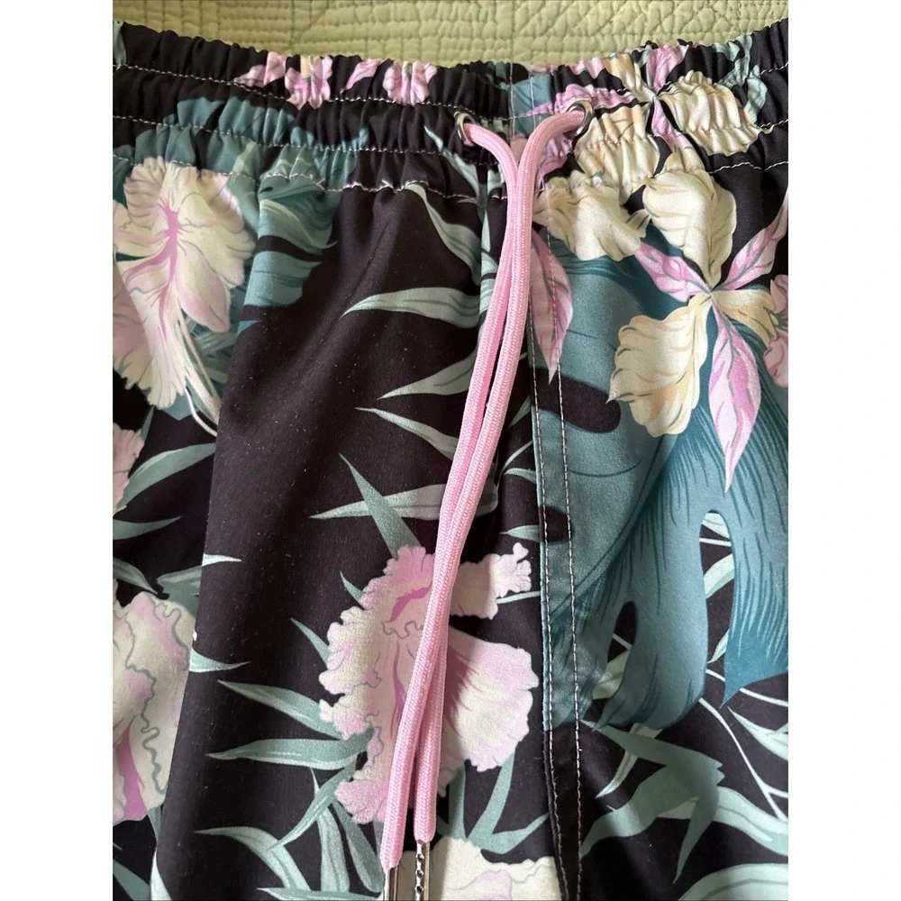 Slunks Men's M Blue Floral Pulse Volleyball Club Athletic Shorts: Floral